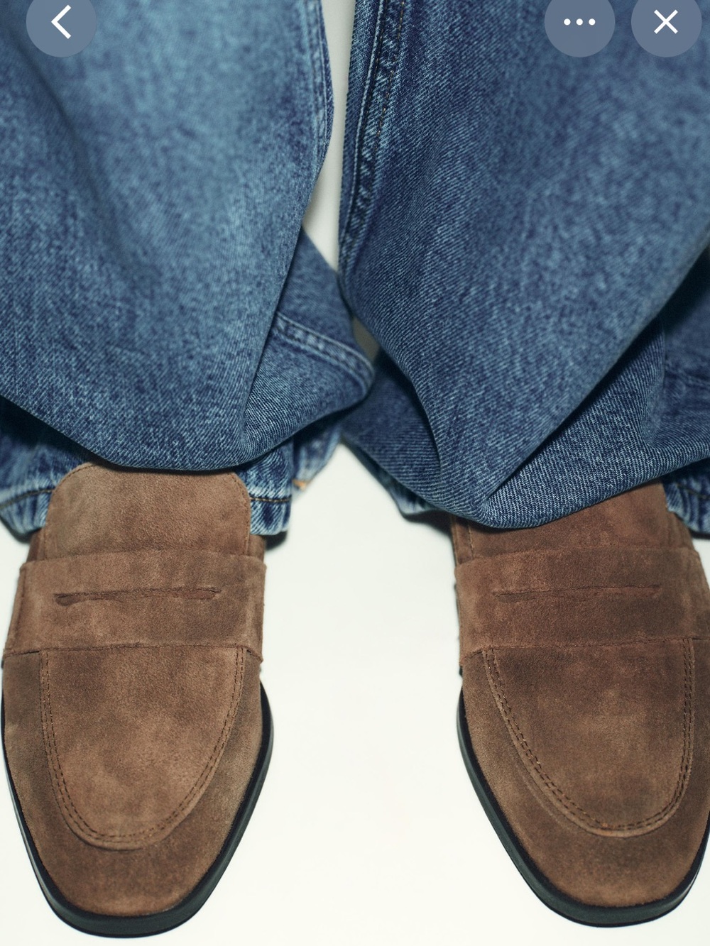 Zara Men's Brown Suede Penny Loafers